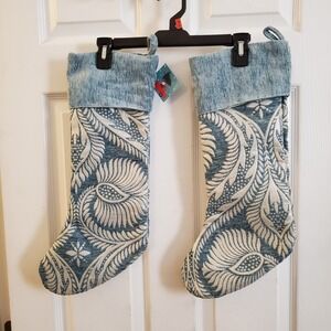NWT World Market Christmas Stockings Metallic Chenille Set of 2 Flawed